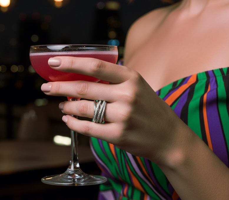 “Luxe Criss-Cross Starlight Ring" – Multi-Band Radiance in 925 Silver