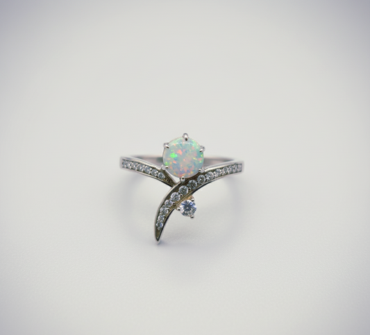 “Celestial Opal Crossover Ring" – 925 Sterling Silver by Illuzion Jewelry