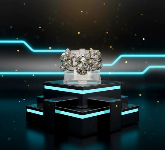 “Blooming Garden Band" – 925 Silver Floral Sparkle Ring