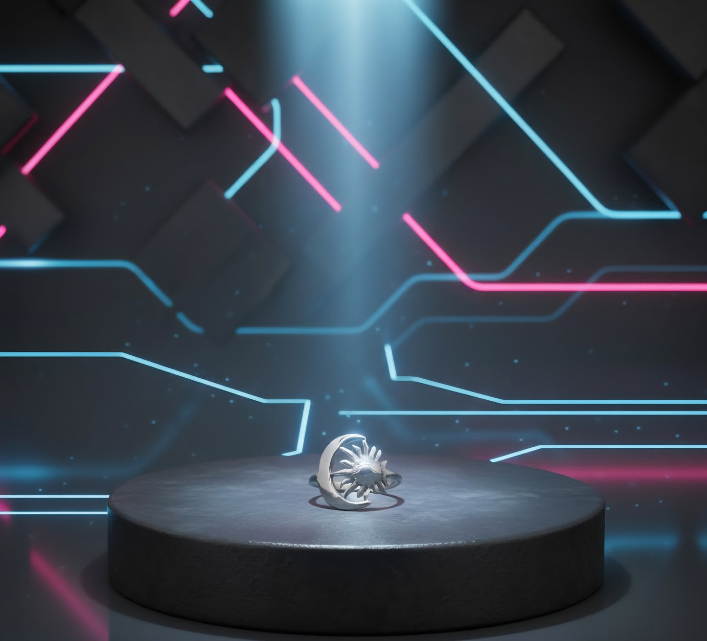 Lunar Eclipse Sun & Moon Ring - 925 Sterling Silver