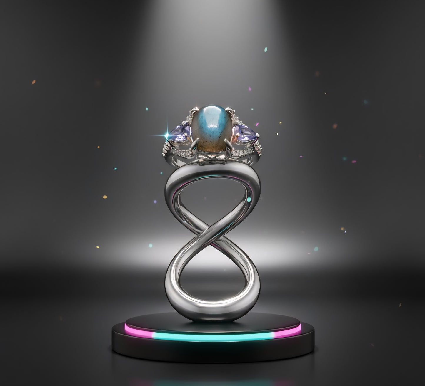 Enchanted Labradorite & Tanzanite Crown Ring – 925 Sterling Silver