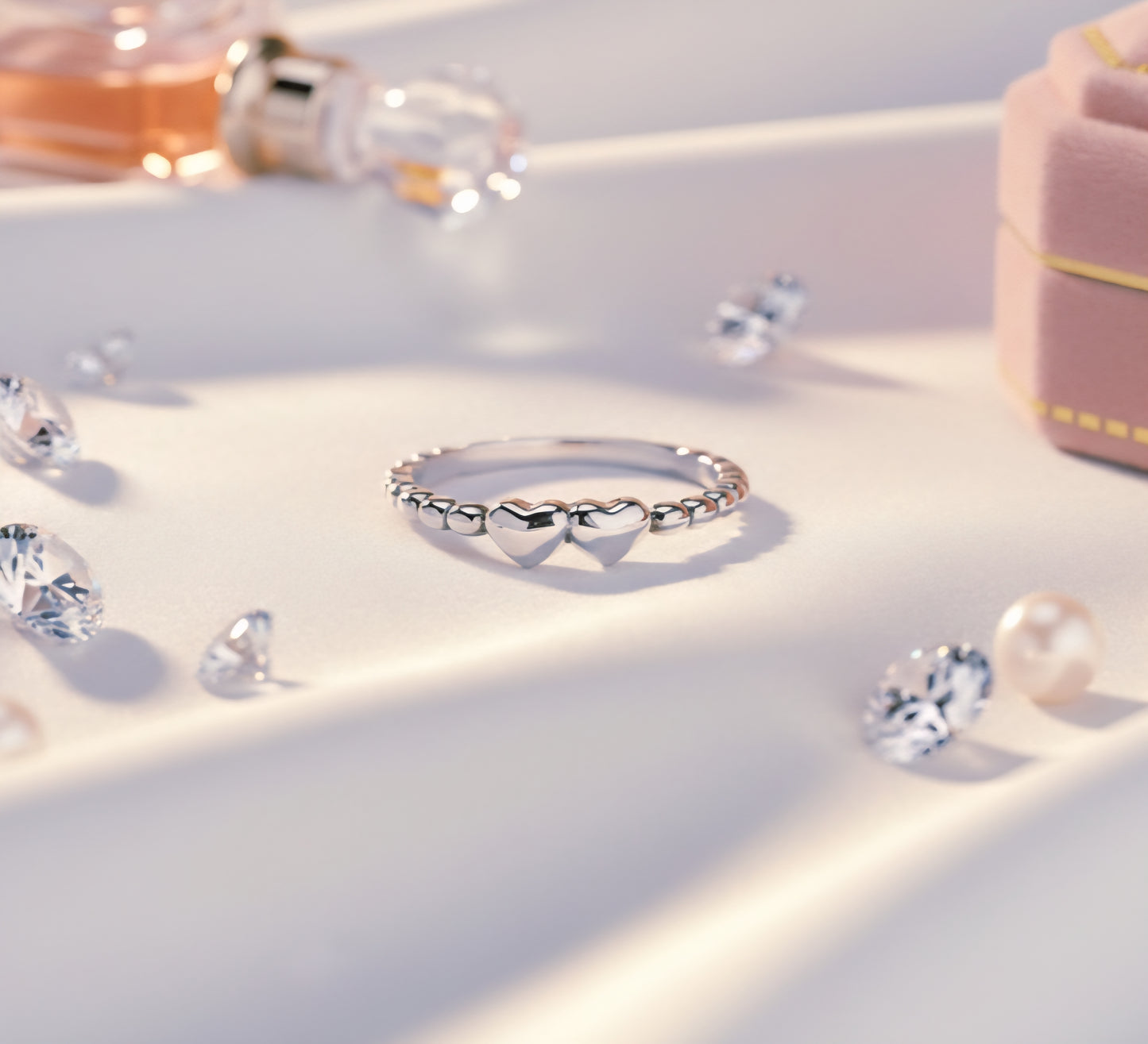 Linked Hearts Aura Band –925 Silver Romance Ring