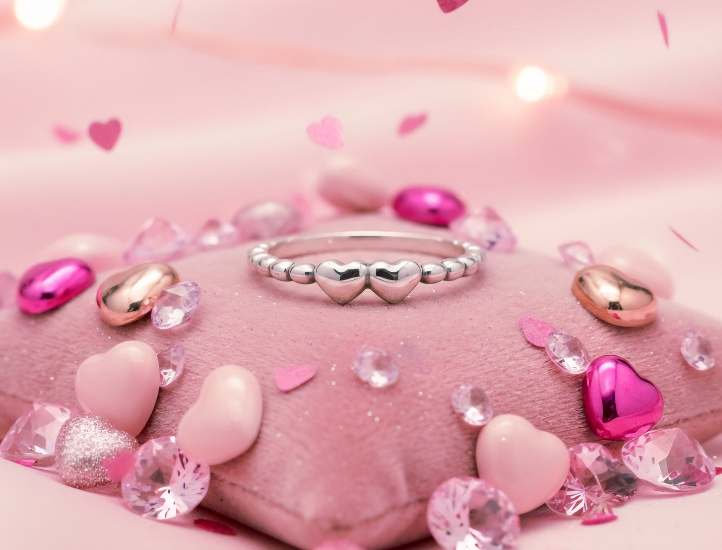 Linked Hearts Aura Band –925 Silver Romance Ring