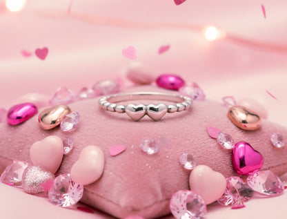 Linked Hearts Aura Band –925 Silver Romance Ring