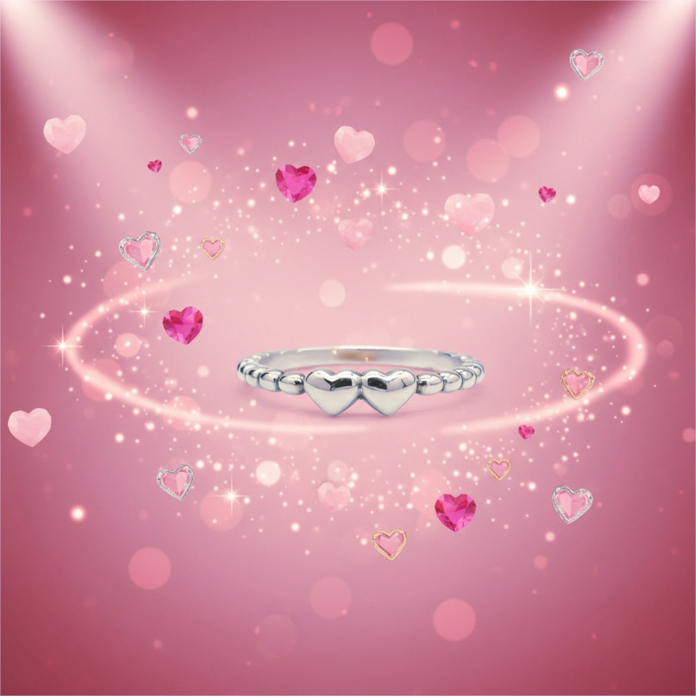 Linked Hearts Aura Band –925 Silver Romance Ring