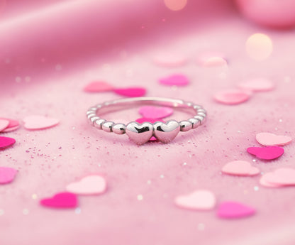 Linked Hearts Aura Band –925 Silver Romance Ring