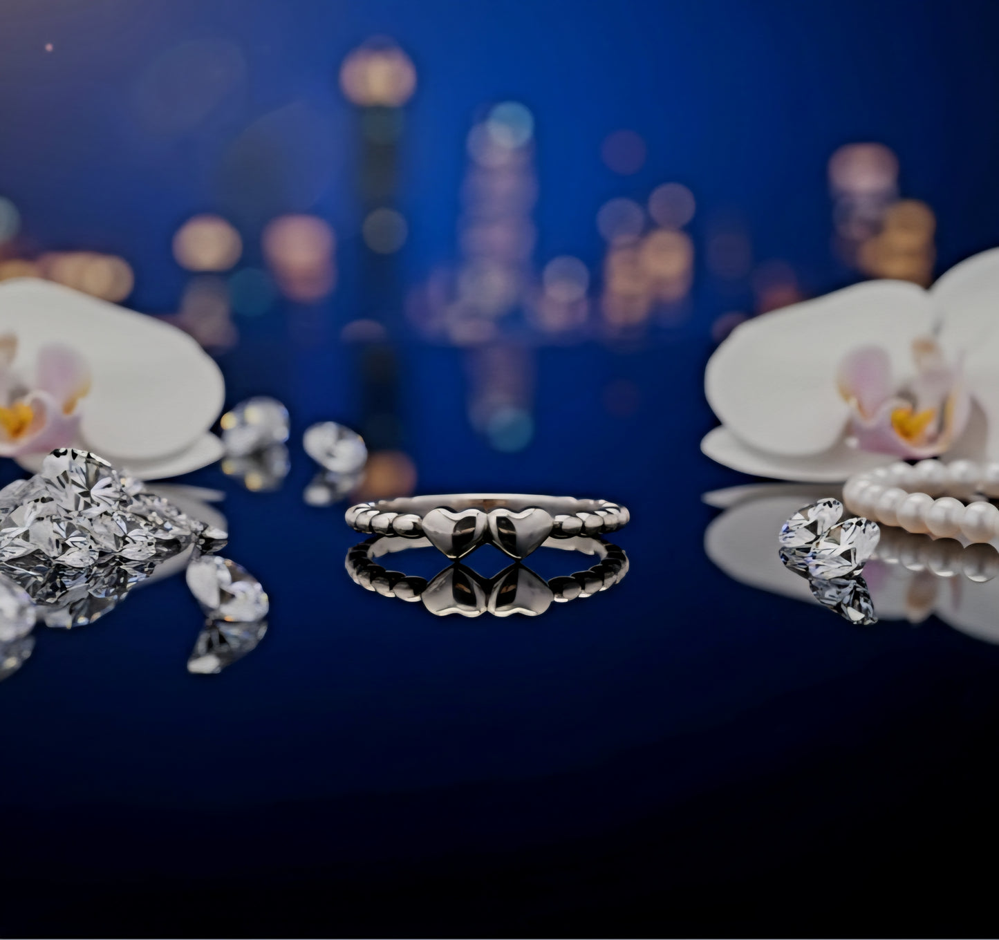 Linked Hearts Aura Band –925 Silver Romance Ring