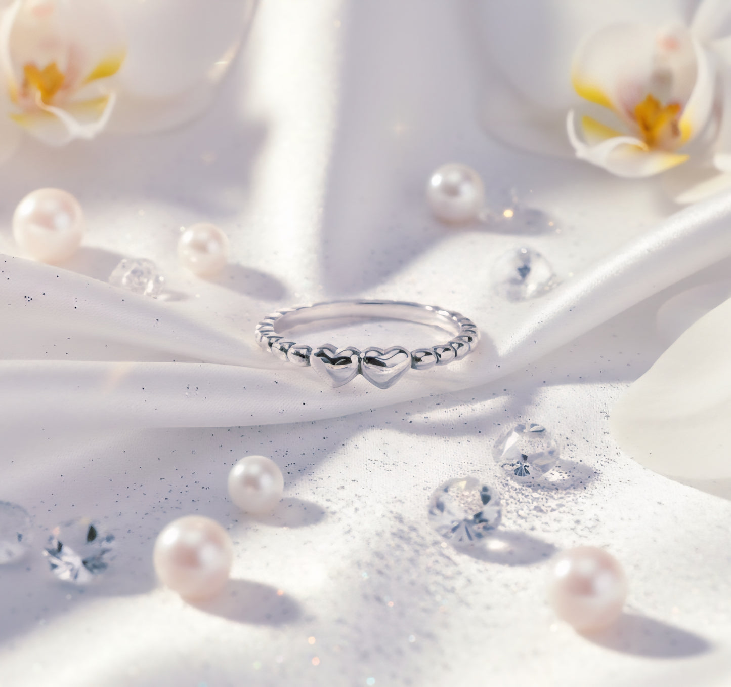 Linked Hearts Aura Band –925 Silver Romance Ring