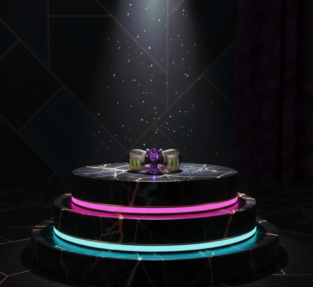 “Amethyst Nova Inlay Ring"  – 925 Silver with Opal & CZ Accents