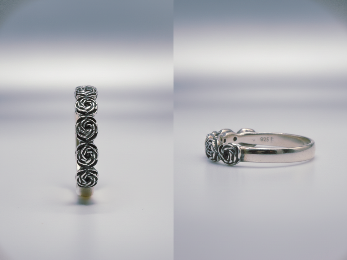 "Eternal Roseband Harmony Ring" – Vintage Sculpted Floral Band in 925 Silver