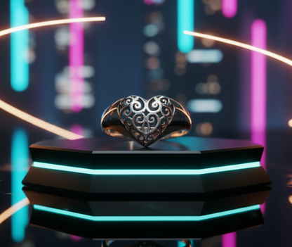 "Vintage Filigree Heart Ring" – 925 Sterling Silver by Illuzion Jewelry