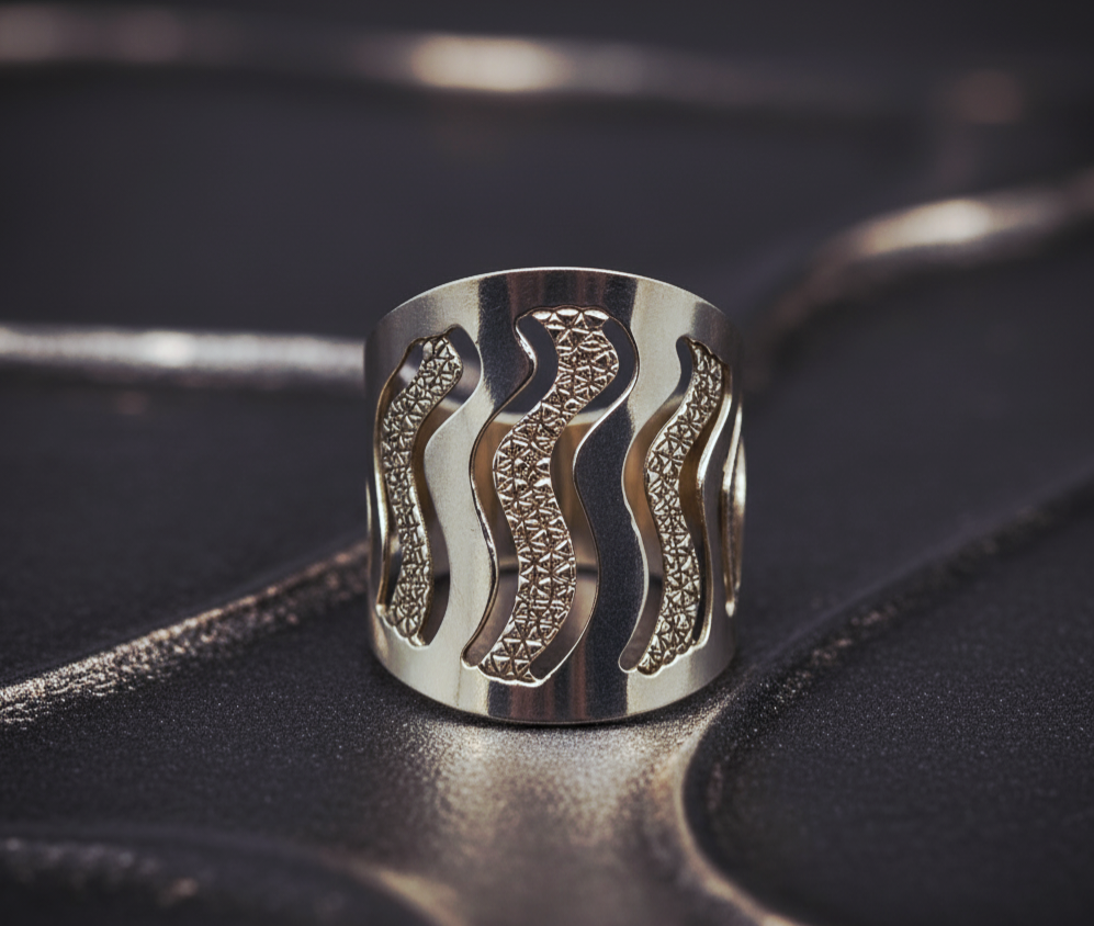 Waves of Power Ring  925 Silver