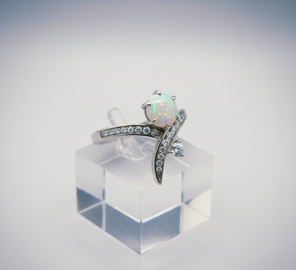 “Celestial Opal Crossover Ring" – 925 Sterling Silver by Illuzion Jewelry