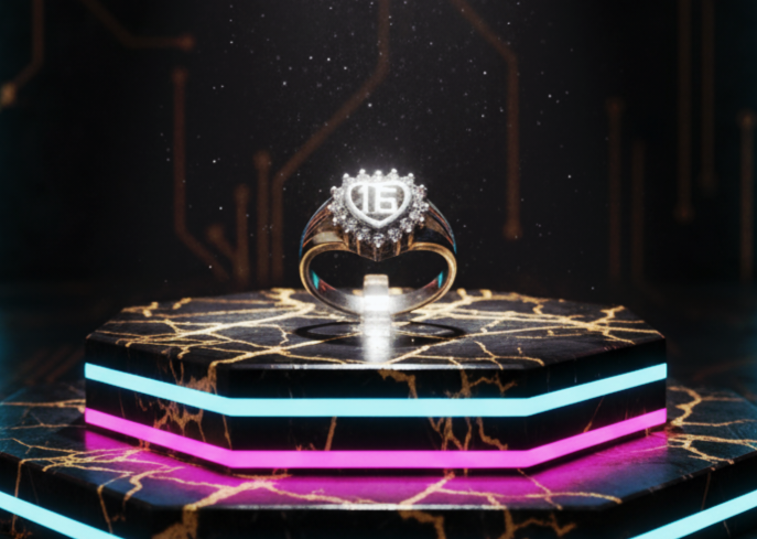 "Initial Heart Halo Ring" – 925 Sterling Silver Sparkle Band by Illuzion Jewelry