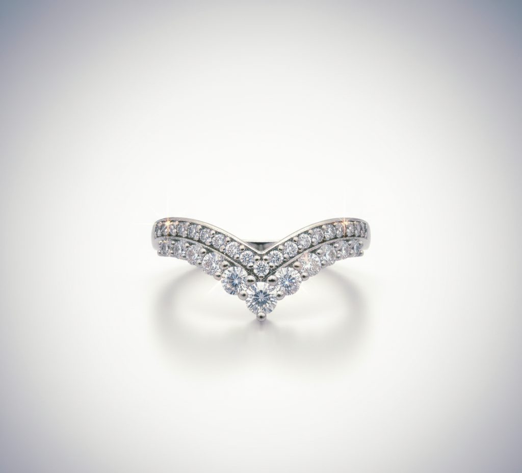 “Celestial V-Crown Band" – 925 Sterling Silver