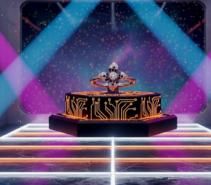 "Midnight Bloom Radiance Ring" – Dual-Tone Starflower in 925 Silver