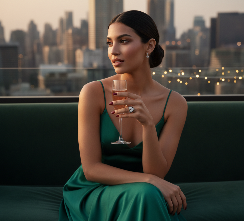 Black & White Pave Heart Statement Ring – 925 Silver Ring