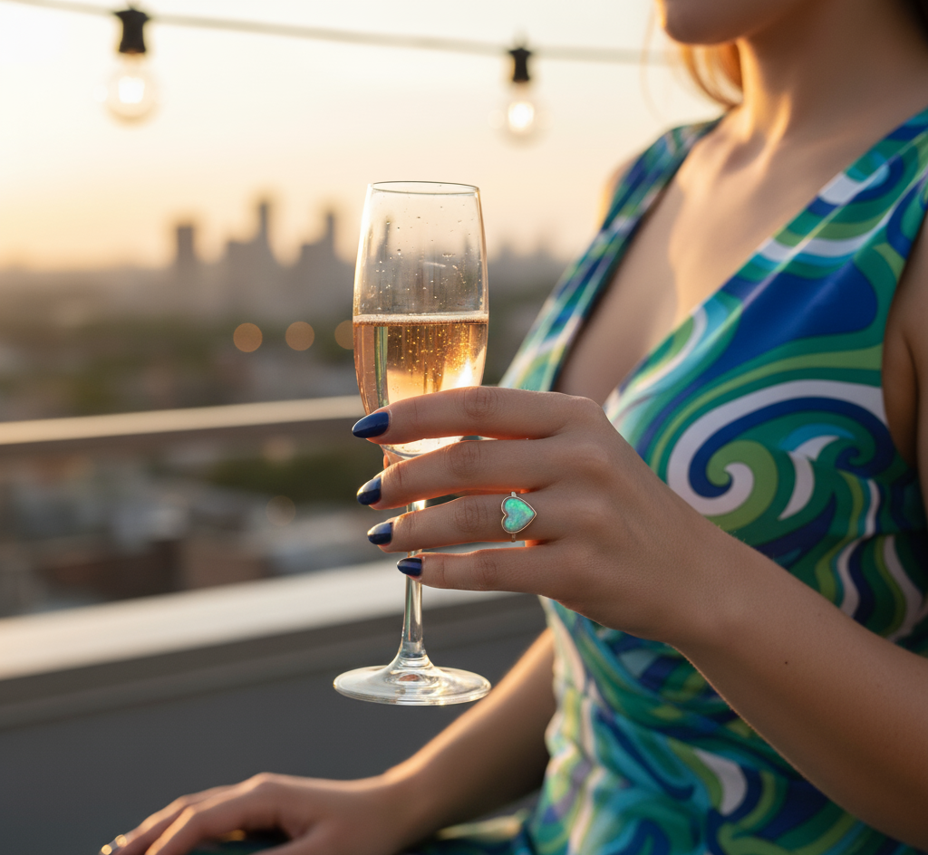 Opal Heart Glow Ring – 925 Sterling Silver