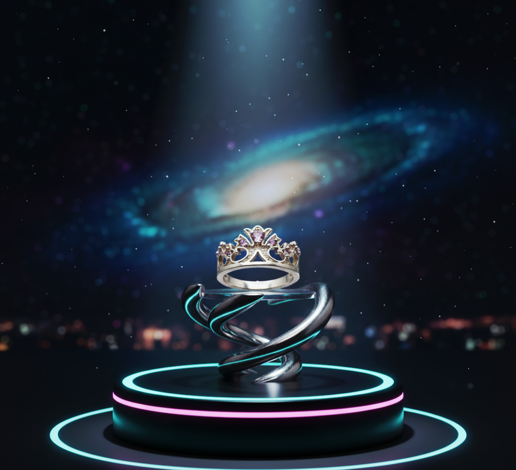 “Princess Tiara Crown Ring" – 925 Silver & Lavender Gemstone Royal Cut