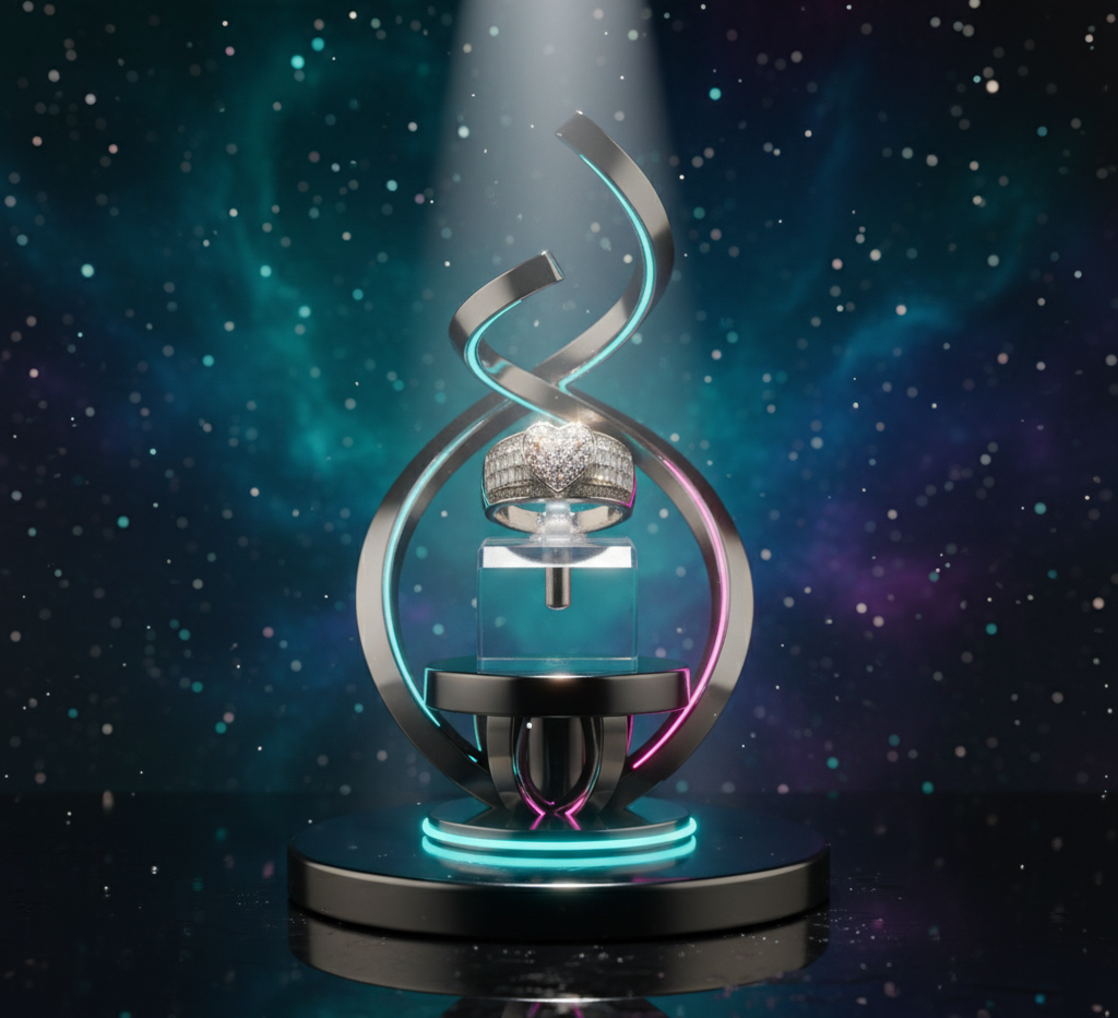 Baguette Halo Heart Ring – 925 Sterling Silver