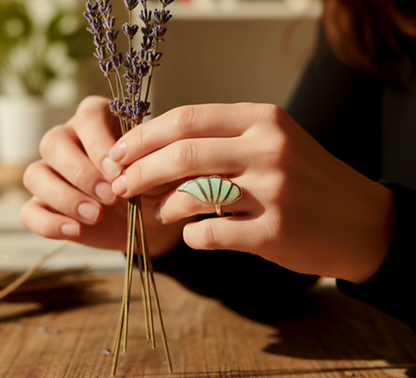 “Ethereal Opal Wing Ring" – Iridescent Inlay Magic in 925 Silver