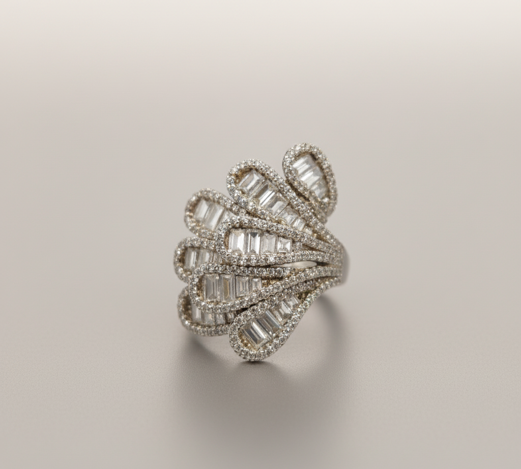 Limitless Radiance Baguette Fan- 925 Silver Ring