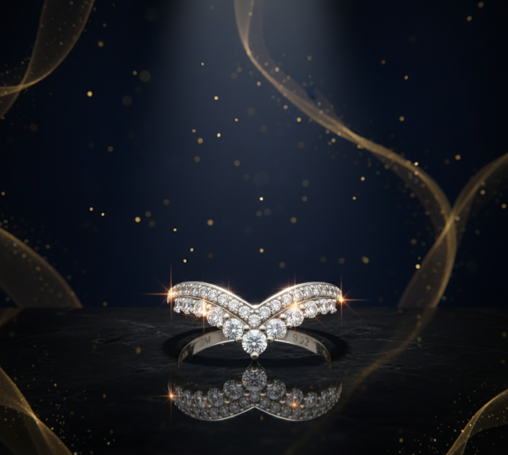 “Celestial V-Crown Band" – 925 Sterling Silver
