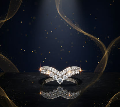 “Celestial V-Crown Band" – 925 Sterling Silver