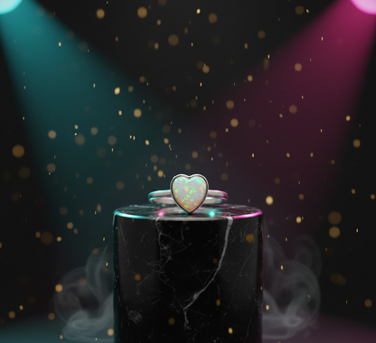 Opal Heart Glow Ring – 925 Sterling Silver