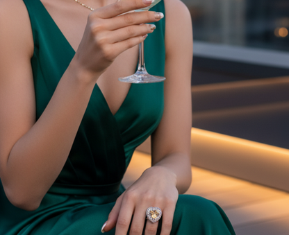 “Golden Heart Halo Ring" – Warm Citrine Glow in 925 Silver Filigree