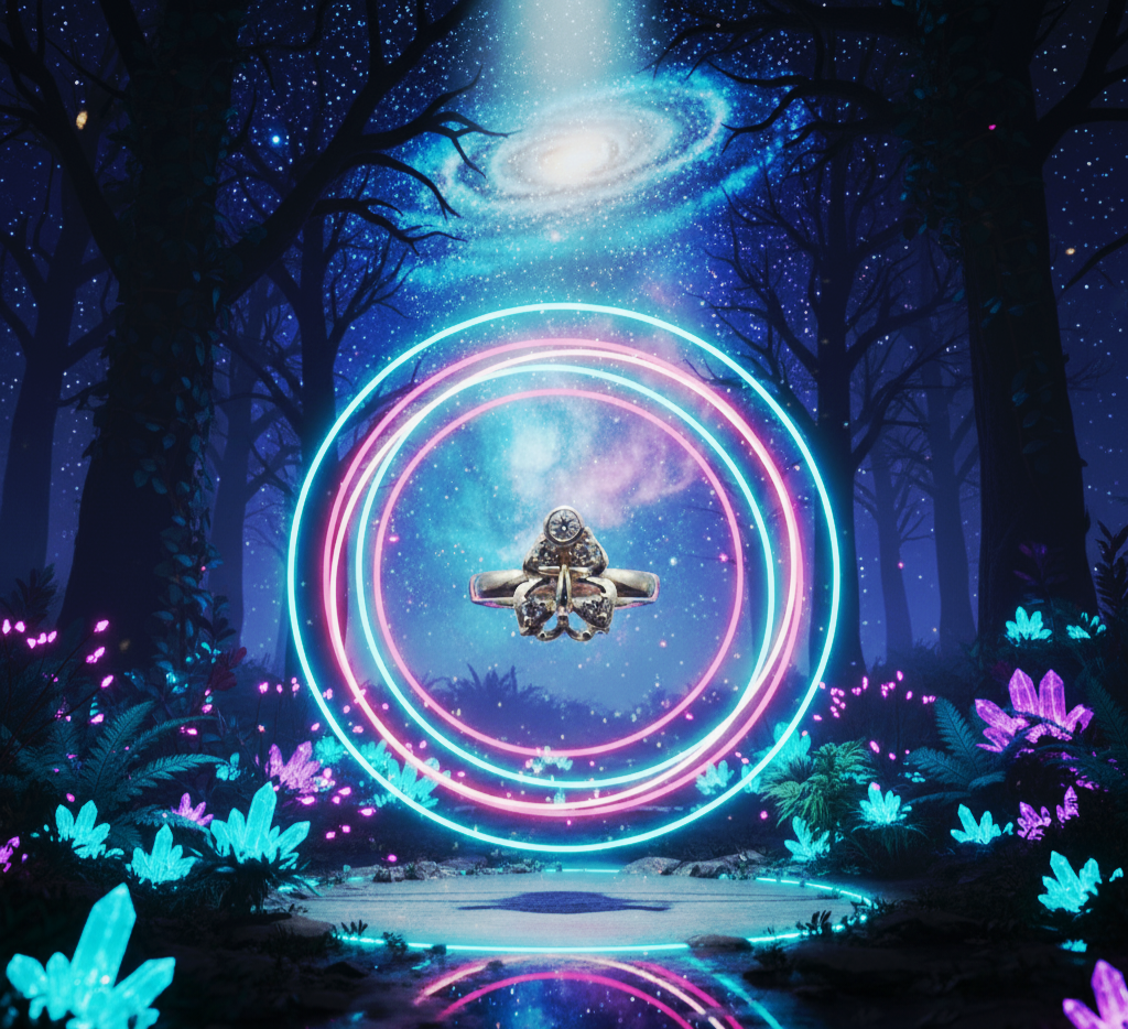 "Celestial Petal Stone"-Burst Ring – Sculpted 925 Silver