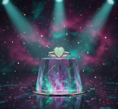 Opal Heart Glow Ring – 925 Sterling Silver