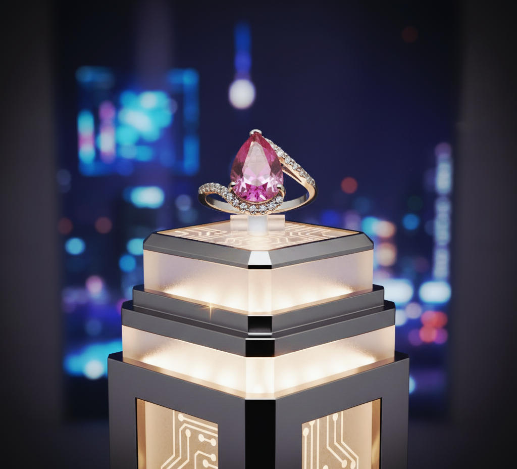 “Pear-Cut Pink Radiance Ring" – 925 Silver & Brilliant CZ Wrap Design