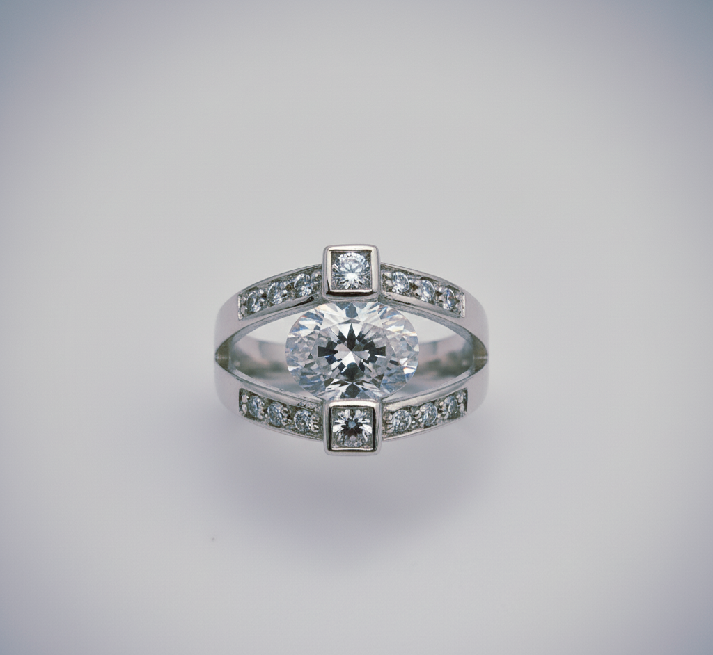 “Eternal Brilliance Ring" – 925 Silver Split-Band Power Solitaire