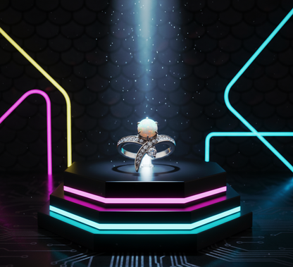 “Celestial Opal Crossover Ring" – 925 Sterling Silver by Illuzion Jewelry