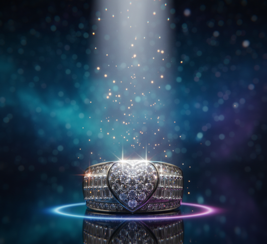 Baguette Halo Heart Ring – 925 Sterling Silver