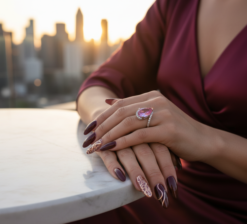 “Pear-Cut Pink Radiance Ring" – 925 Silver & Brilliant CZ Wrap Design
