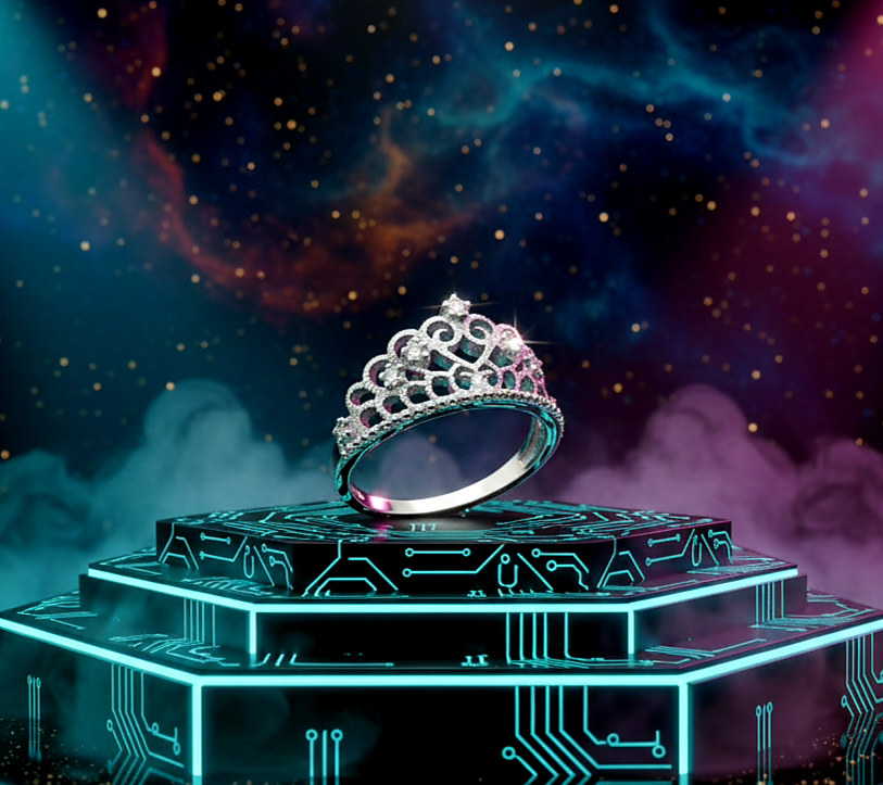 "Royal Sparkle Tiara Crown Ring" – 925 Sterling Silver