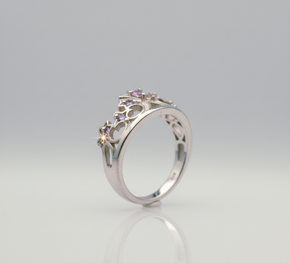 “Princess Tiara Crown Ring" – 925 Silver & Lavender Gemstone Royal Cut