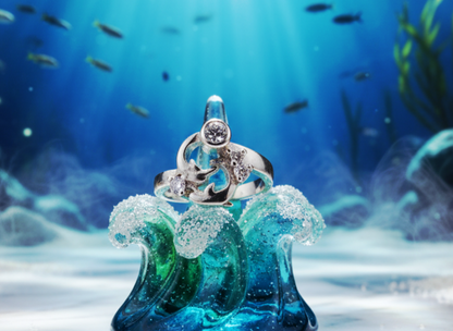 "Twilight Tide Dolphin Spiral Spinning Ring" – Ocean-Energy 925 Silver Design