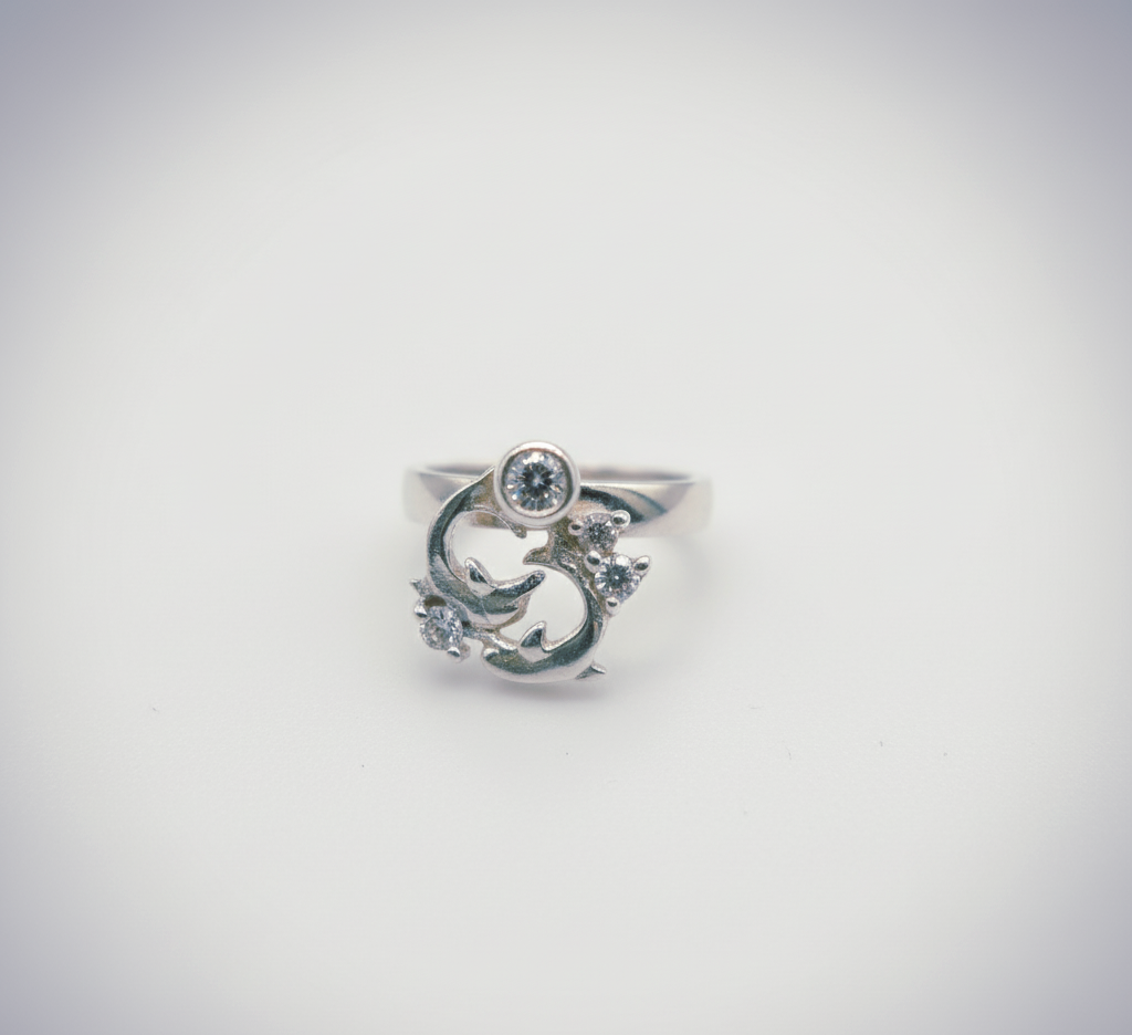 "Twilight Tide Dolphin Spiral Spinning Ring" – Ocean-Energy 925 Silver Design