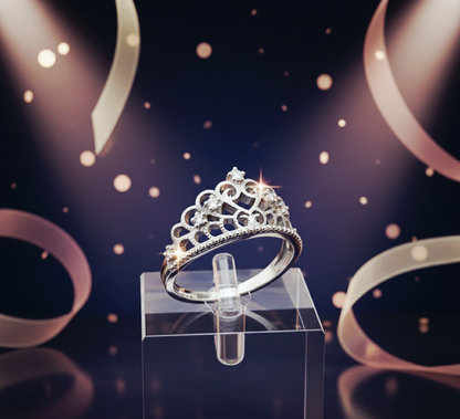 "Royal Sparkle Tiara Crown Ring" – 925 Sterling Silver