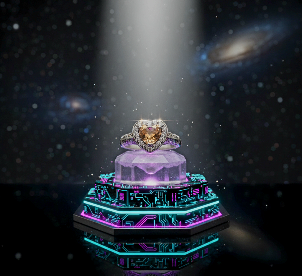 “Golden Heart Halo Ring" – Warm Citrine Glow in 925 Silver Filigree