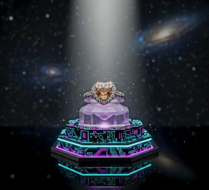 “Golden Heart Halo Ring" – Warm Citrine Glow in 925 Silver Filigree