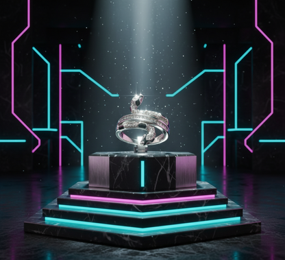 Serpent Luxe Wrap Ring – 925 Sterling Silver, Black Enamel & Pavé Stones