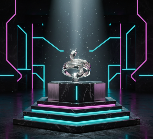 Serpent Luxe Wrap Ring – 925 Sterling Silver, Black Enamel & Pavé Stones