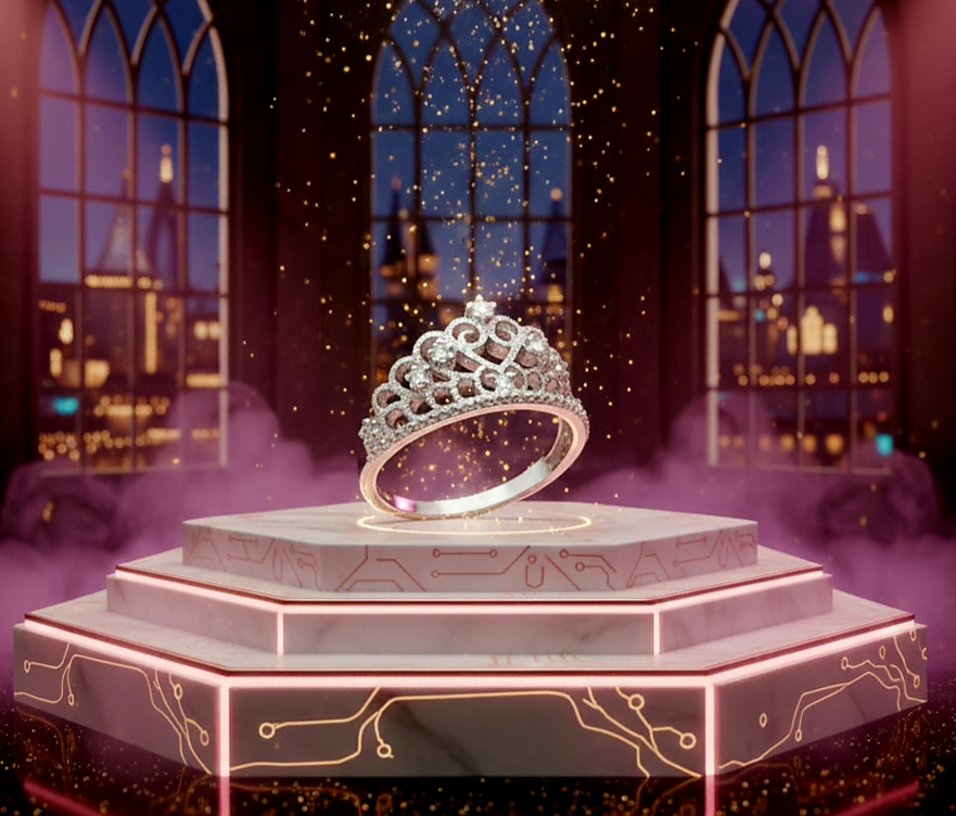 "Royal Sparkle Tiara Crown Ring" – 925 Sterling Silver