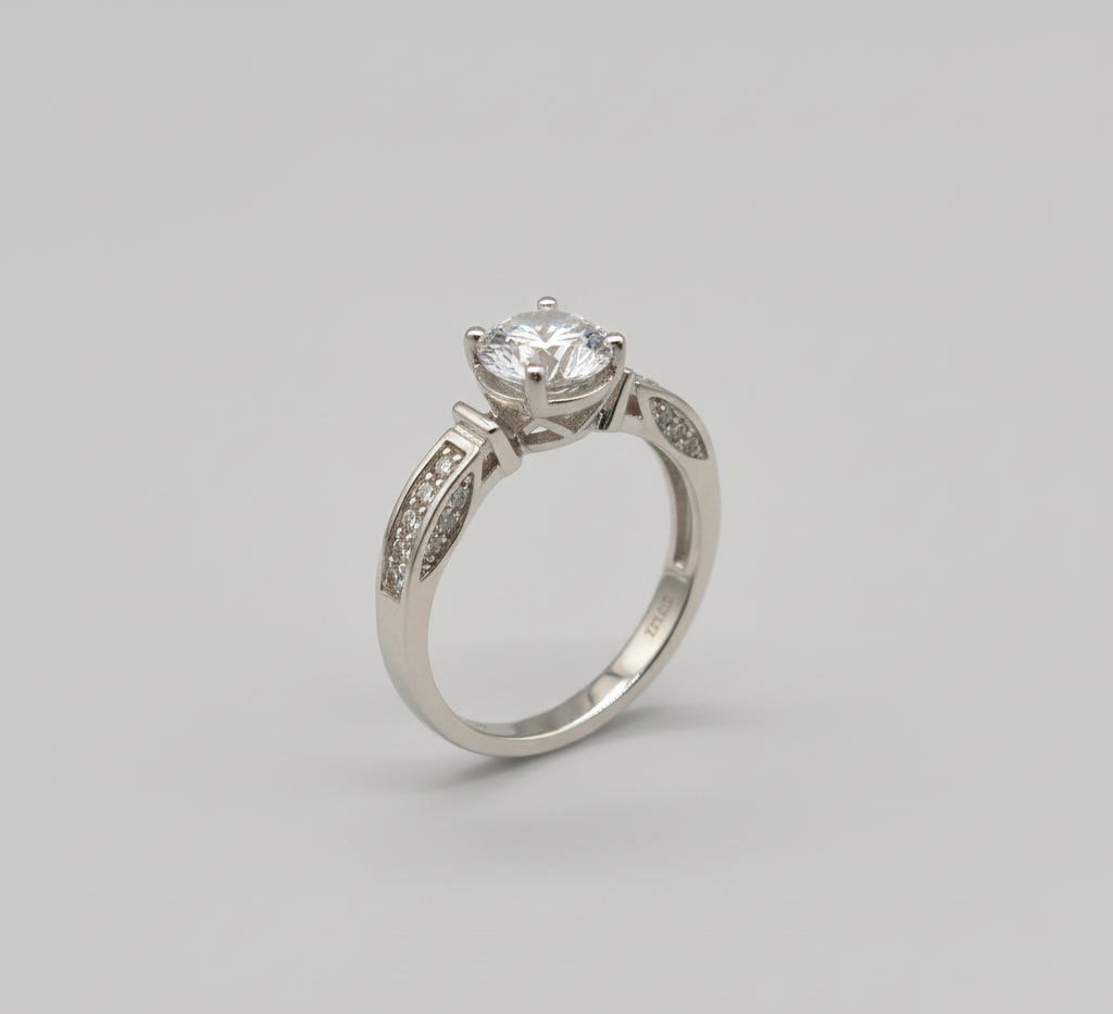 "Radiance"  Round-Cut Engagement Ring – 925 Sterling Silver