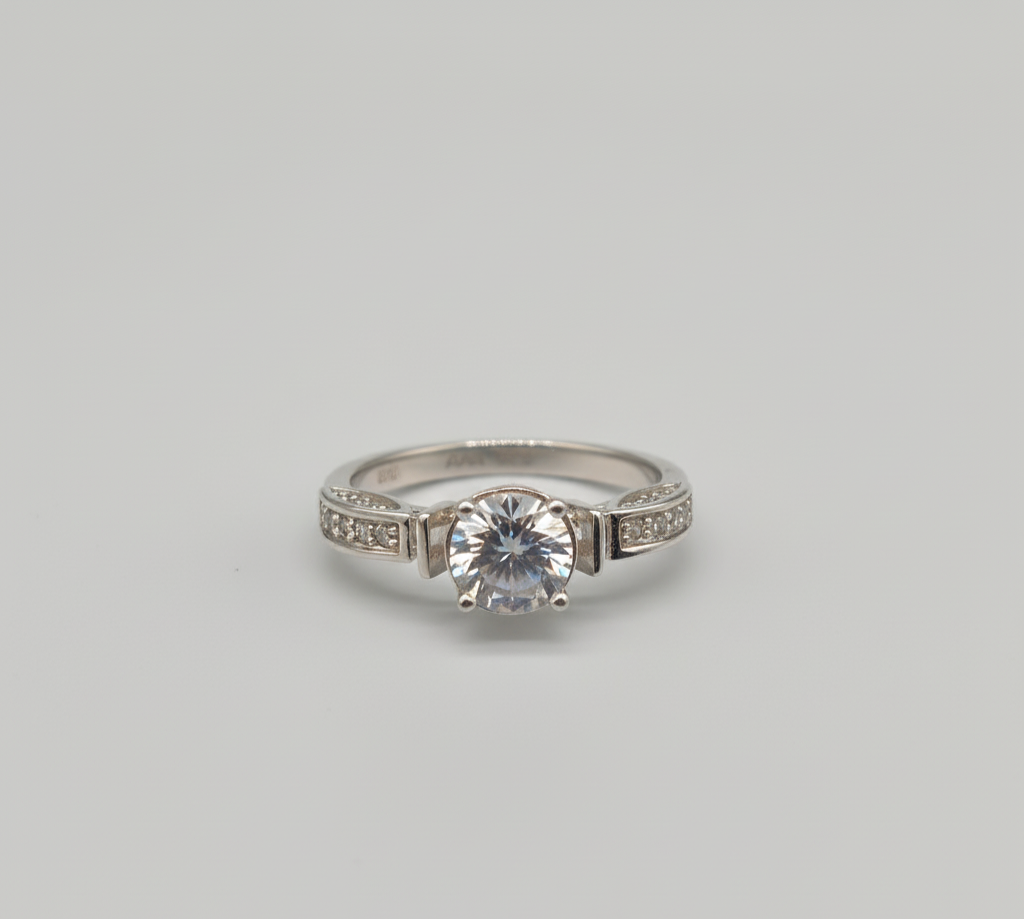 "Radiance"  Round-Cut Engagement Ring – 925 Sterling Silver