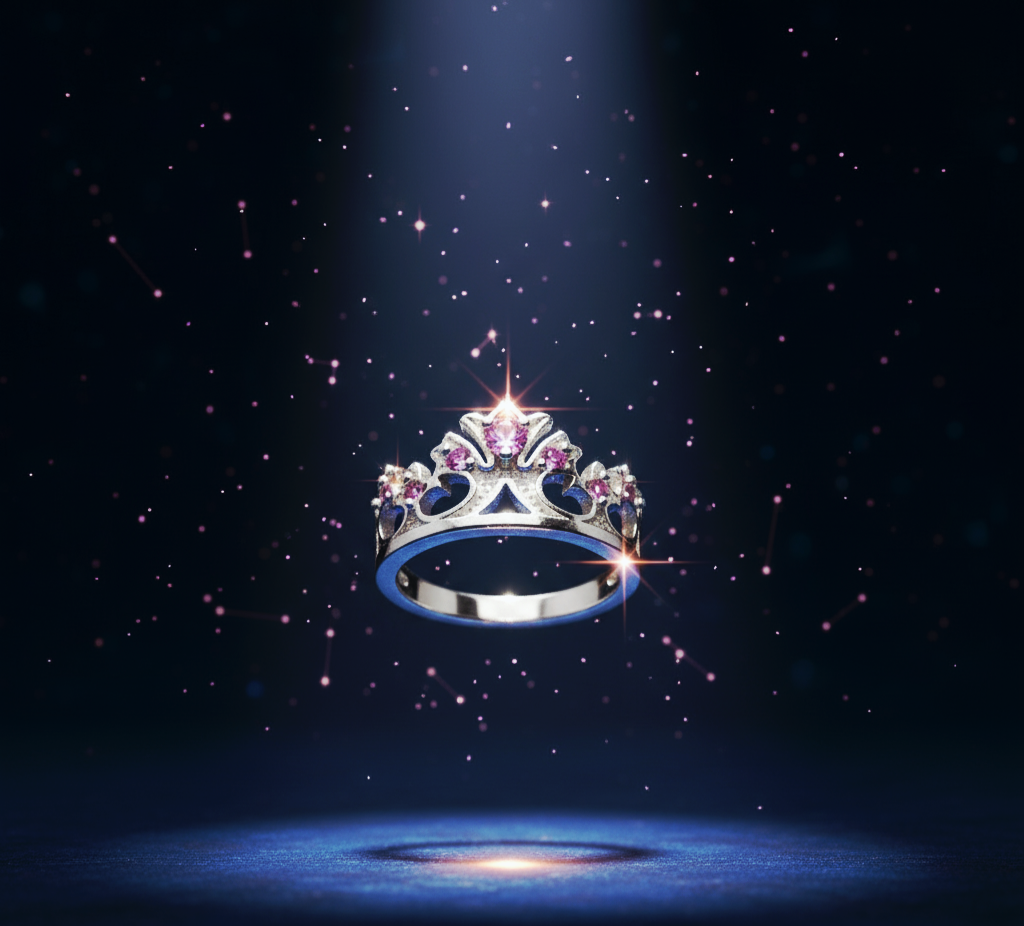 “Princess Tiara Crown Ring" – 925 Silver & Lavender Gemstone Royal Cut